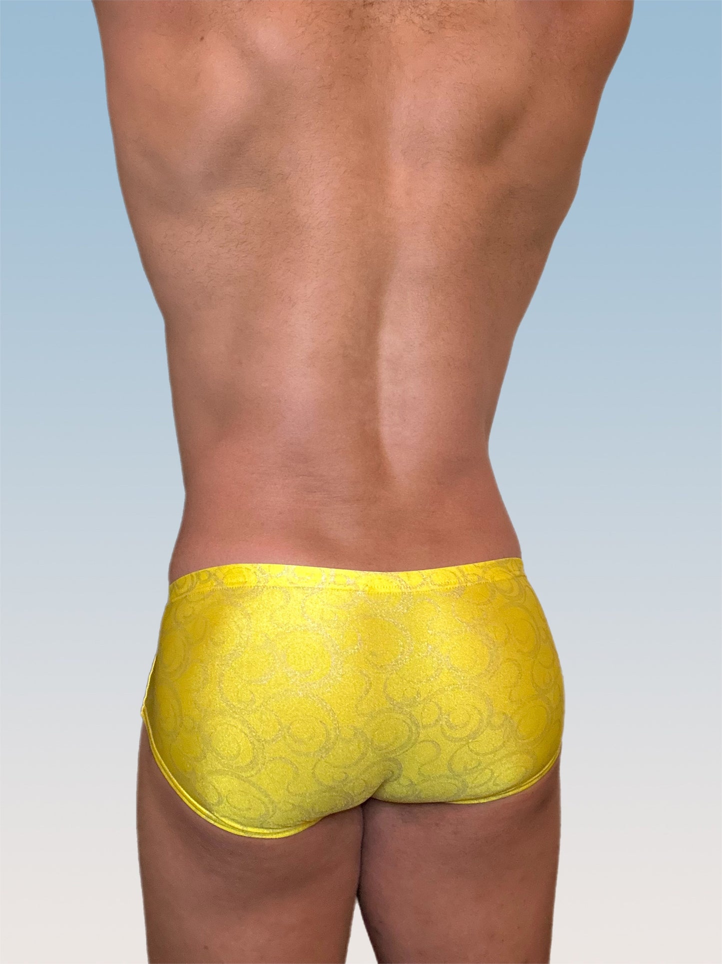 Yellow/Silver Swirl - Square Cut Brief